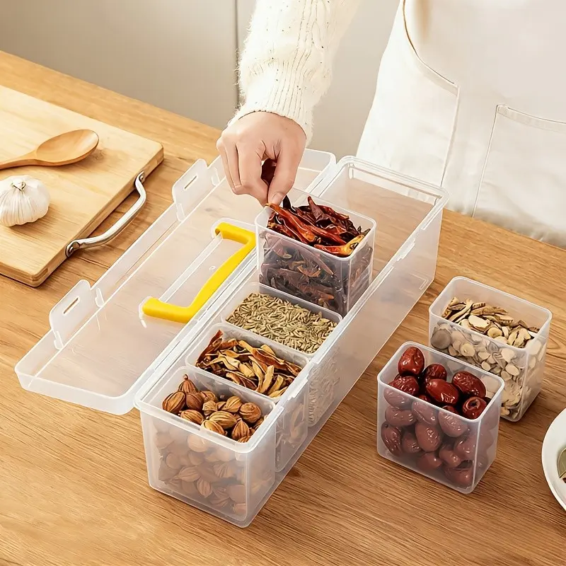 Stackable Multi-Sized Storage Containers, Airtight Spice Boxes, Detachable Seasoning Jars, Plastic Containers with Lids for Storage, Ideal for Kitchen Organization