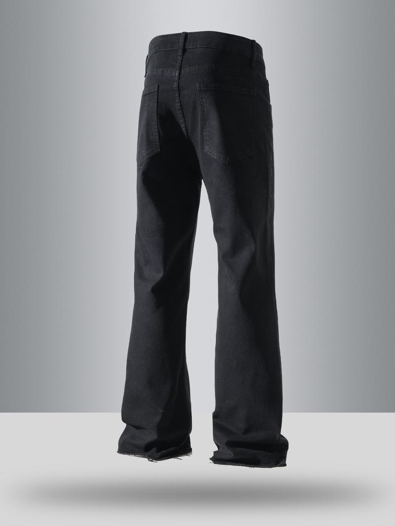 Men's Solid Color Flare Leg Jeans, Street Fashion Casual Comfy Denim Pants for Daily Wear, Mens Bottoms for All Seasons