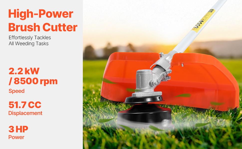 VEVOR String Trimmer, 42.7CC 2-Stroke, Gas Powered Weed Wacker, 16.9 Cordless Grass Trimmer, Multi-Functional Lawn Edger with Shoulder Strap 3T Blade, Weed Eater for Quick Grass Cleaning