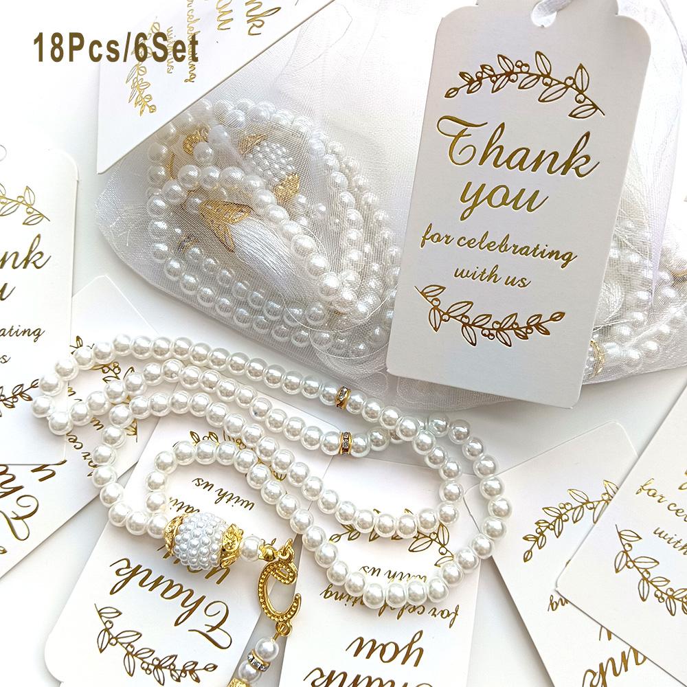 18pcs/6sets, 99 Bead Glass Imitation Pearl Misbaha Tasbih Handmade Rosary Beads, Prayer Beads Gift For Worship Meditation, Eid Al-Fitr, Ramadan, Mawlid, Islamic New Year, Weddings, Birthdays, Hajj, Religious Events