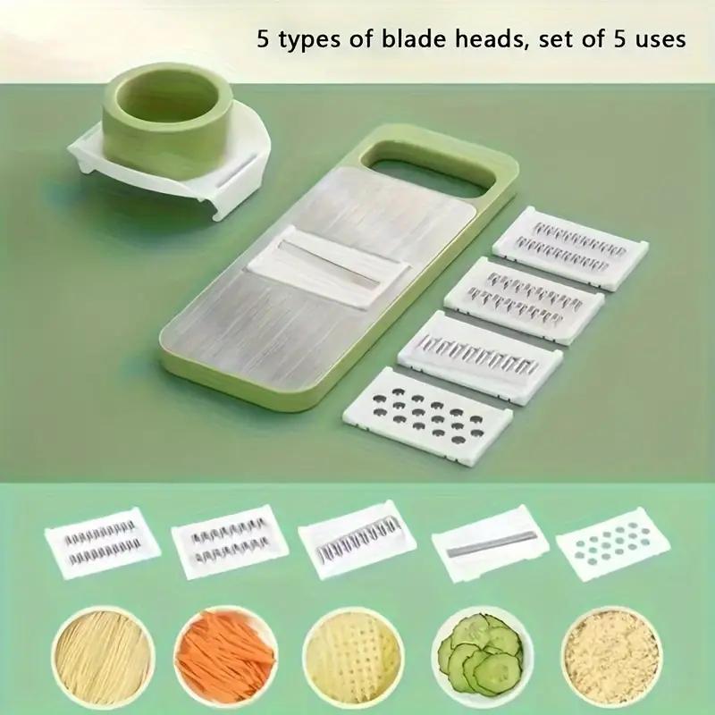 Multifunctional kitchen vegetable cutter. Its design meets the needs of shredding, slicing, grating, etc. It is made of healthy materials, with sharp cutting edges, and is easy to operate and clean.