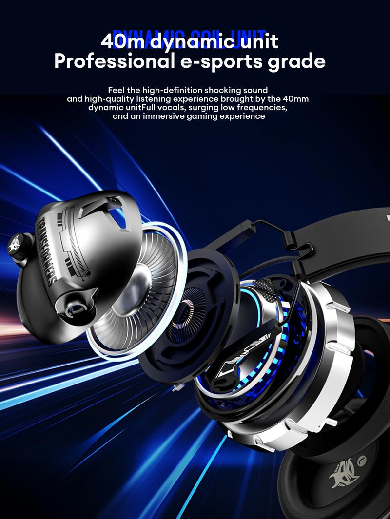 TRANSFORMERS G03 Wireless Gaming Headset with 2025 Bluetooth 6.0, Protein Leather Ear Caps for Excellent Sound Insulation, Multi-Function Button for Easy Control, Retractable High-Sensitivity Microphone, High-Performance Gaming Headphones