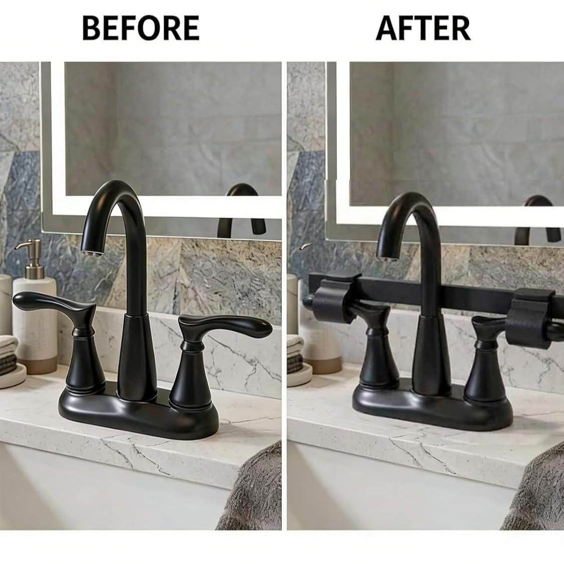 1 PCS Universal Faucet Handle Lock for Double Sinks, Child & Pet Safety Guard with Central Pipe Fixation, Prevents Handle Turning Durable Tap Lock, Quick-Install Sink Faucet Stopper for Kitchen Bathroom