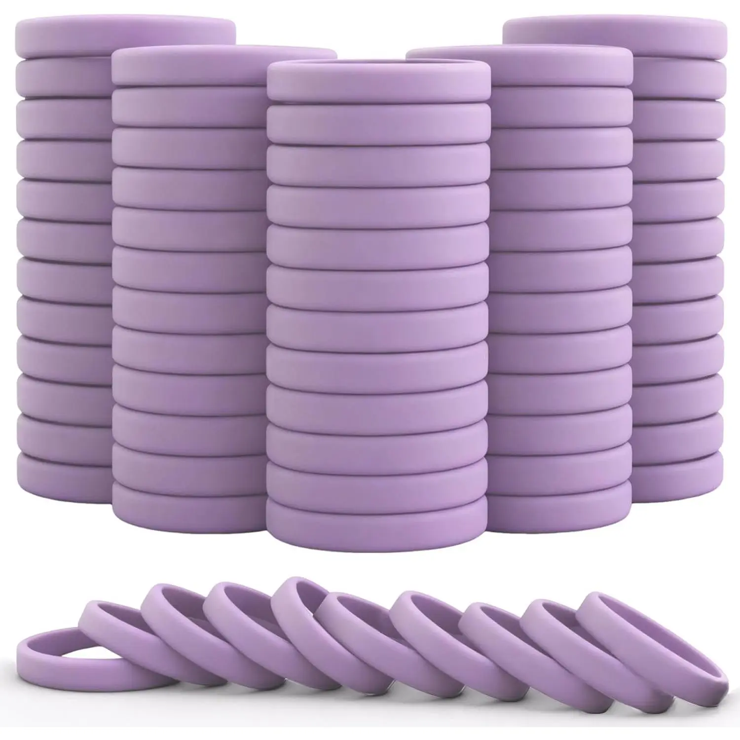 60 count Wholesale Rubber Bracelets Solid Color  Wristbands Blank Stretch  Wristbands Colorful Rubber Bracelets for Women Men Gifts