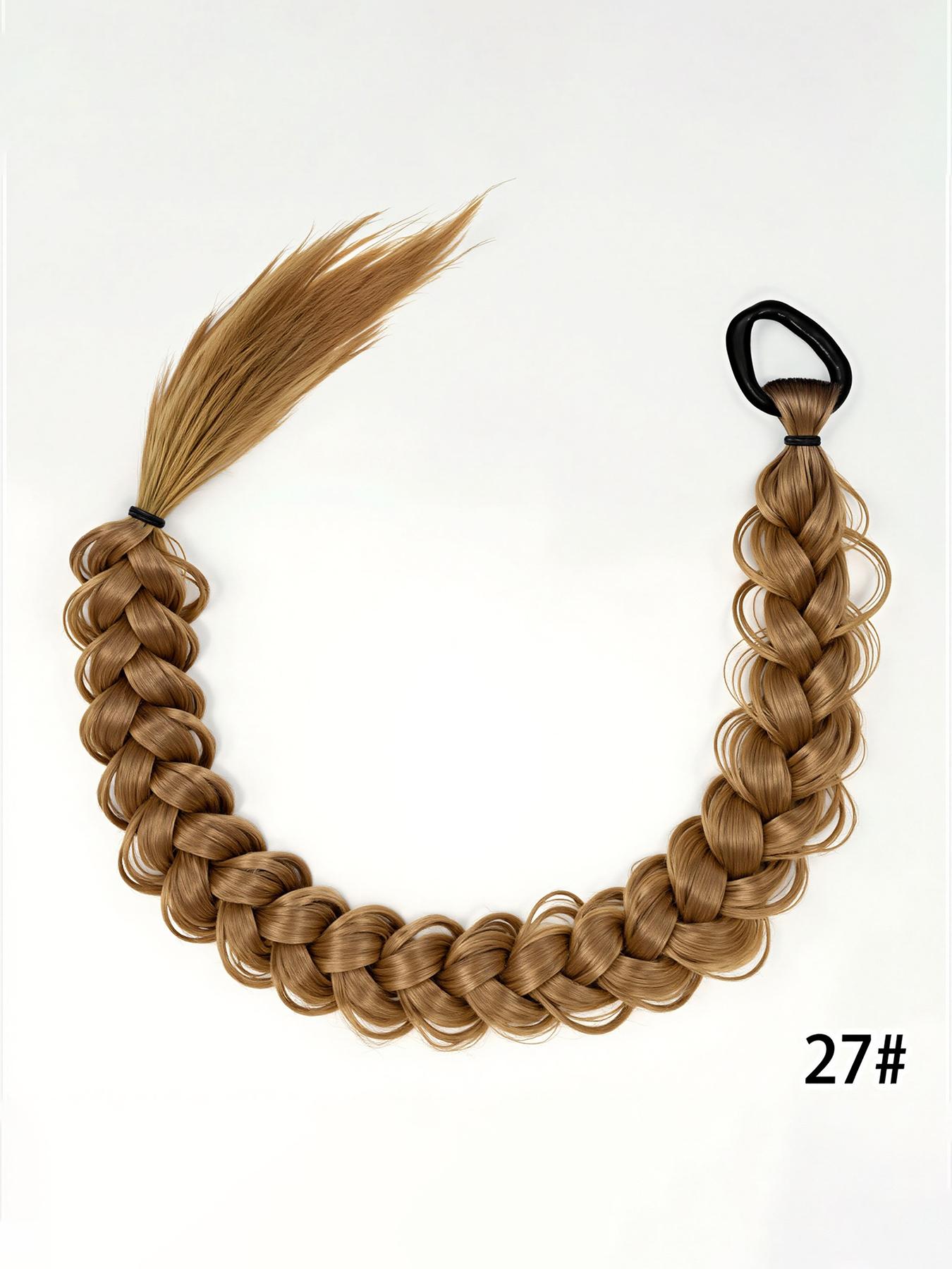 Women's Synthetic Long Twist Braid Ponytail Extension, 24-Inch Rubber Band Wig for Daily Use & Special Occasions, All-Season Hair Accessory, Synthetic Braids, Synthetic Braided Wigs