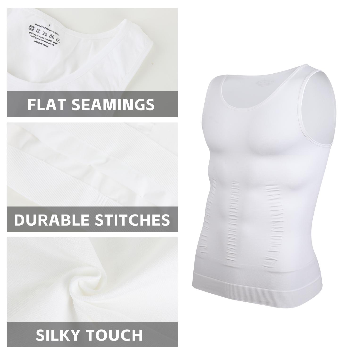 1/2/3/4 Pack Menswear Men Compression Shirt Tummy Control Workout Tank Tops Shapewear Body Shaper Breathable Comfortable Elastic Stretchy Shirt Suits Fabric Bestie