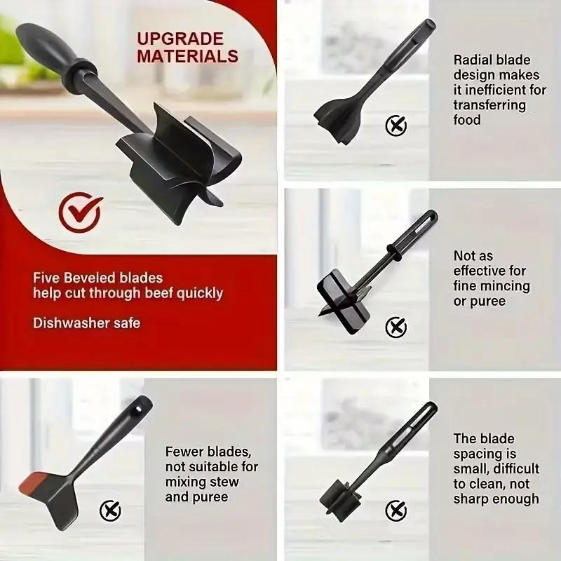 Multi-Functional Handheld Meat Chopper and Cooking Scraper, Versatile Meat Smasher for Quick Meal Prep, Kitchen Tool for Efficient Cooking, Kitchen Gadget