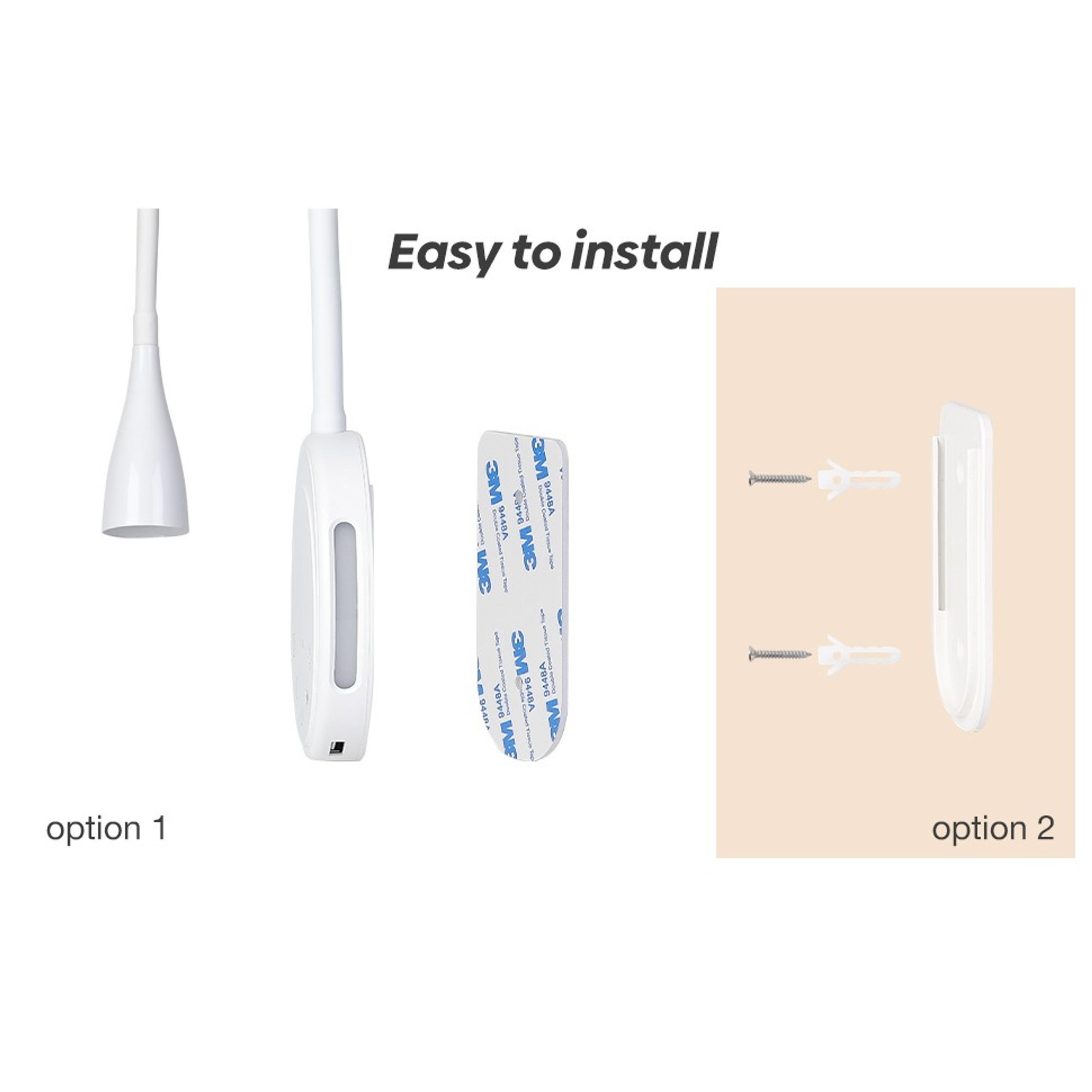 LED Wall Mounted Reading Light, Book Light for Reading in Bed with Touch Control, 5 Dimmable, USB Output, Night Light & Timers Function, Flexible Gooseneck Headboard Bed Lights (White)