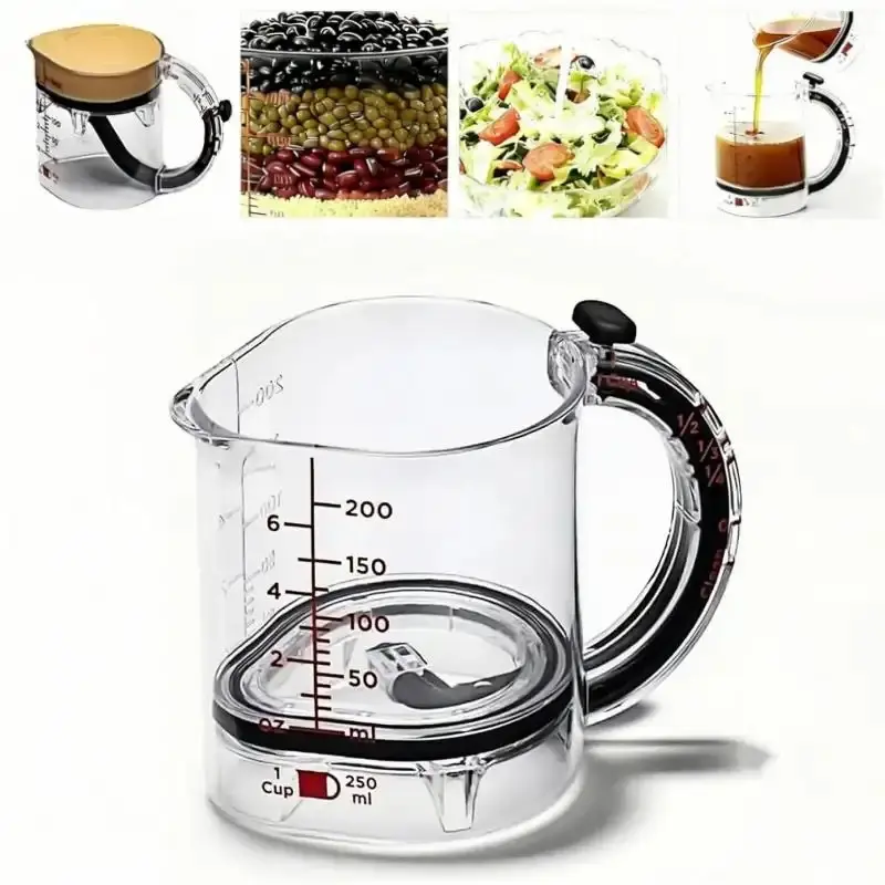 4-in-1 Adjustable Measuring Cup| Multi Functional Kitchen Gadget, Clear Scale Design, Easy Clean, Multi-Purpose for Home Baking, Cooking & Meal Prep-MM1