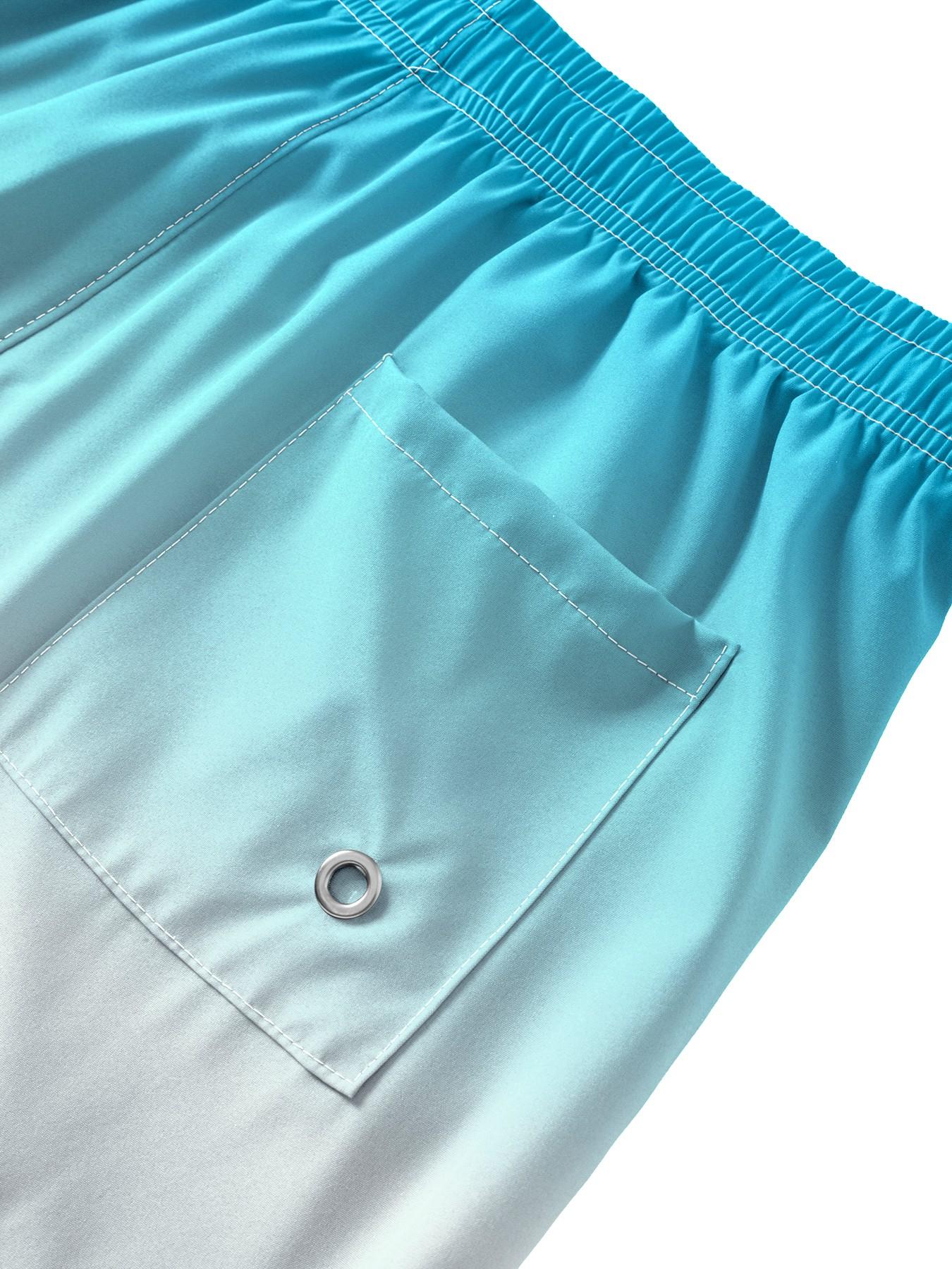 Men's Quick Dry Gradient Board Swim Trunks Side Pockets Ombre Beach Shorts with Mesh Lining Lining Drawstring Waist Flag Stars and Stripes Print Vacation Surfing Shorts