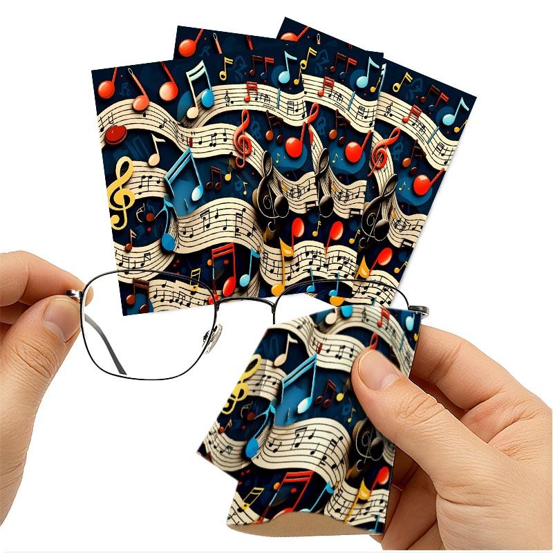 1/3/6/14pcs Musical Notes Design Microfiber Cleaning Cloth, Single - Sided, Multi - Purpose for Camera Lenses & Eyeglasses, Multiple Specs, High - Quality for Effective Cleaning, Ideal for Home & Photography, Durable & Practical