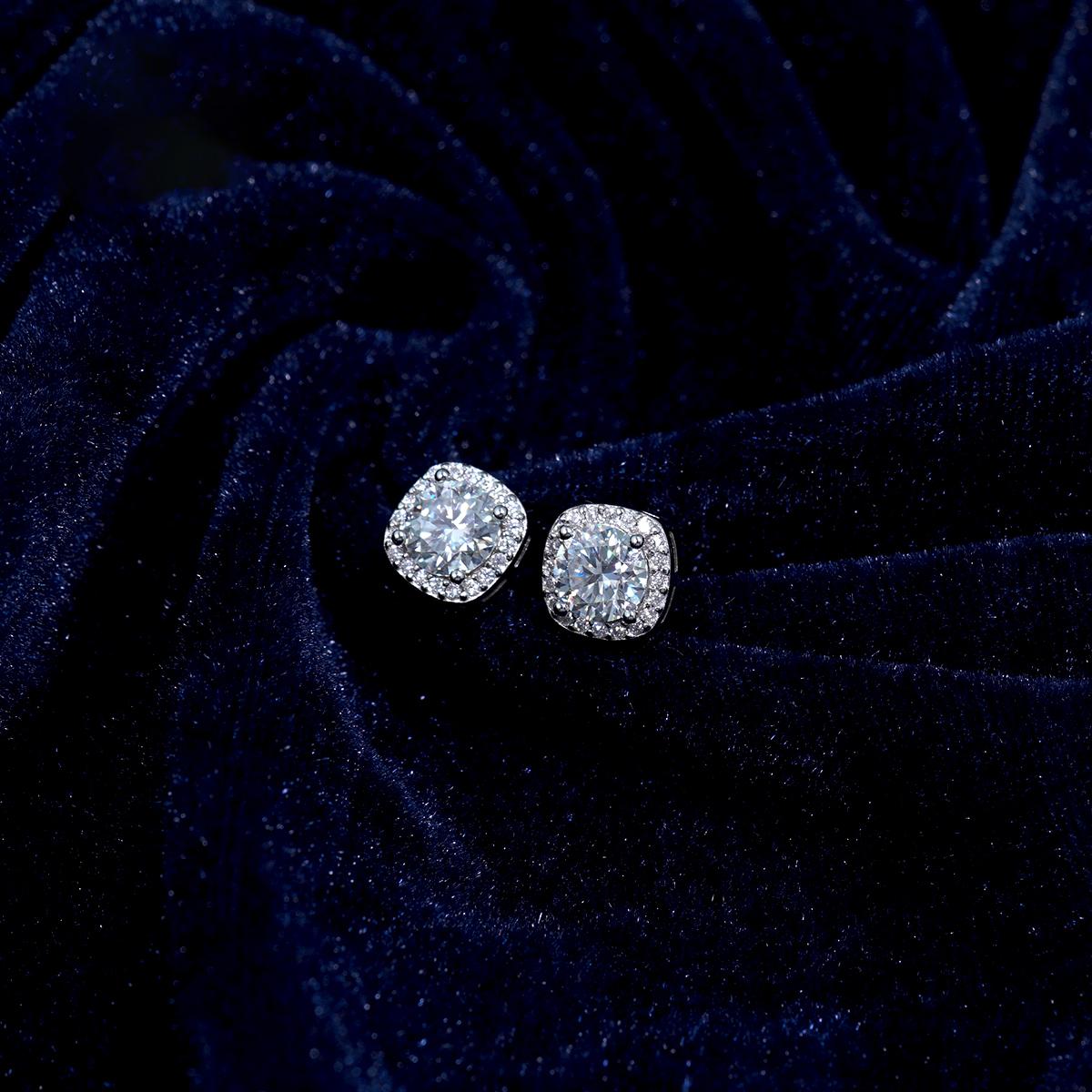 Delzzad Synthetic Moissanite Halo Square Stud Earrings Birthday Anniversary Mother's Day Gifts for Men Women Delzzad Synthetic Moissanite Halo Square Stud Earrings Birthday Anniversary Mother's Day Gifts for Men Women