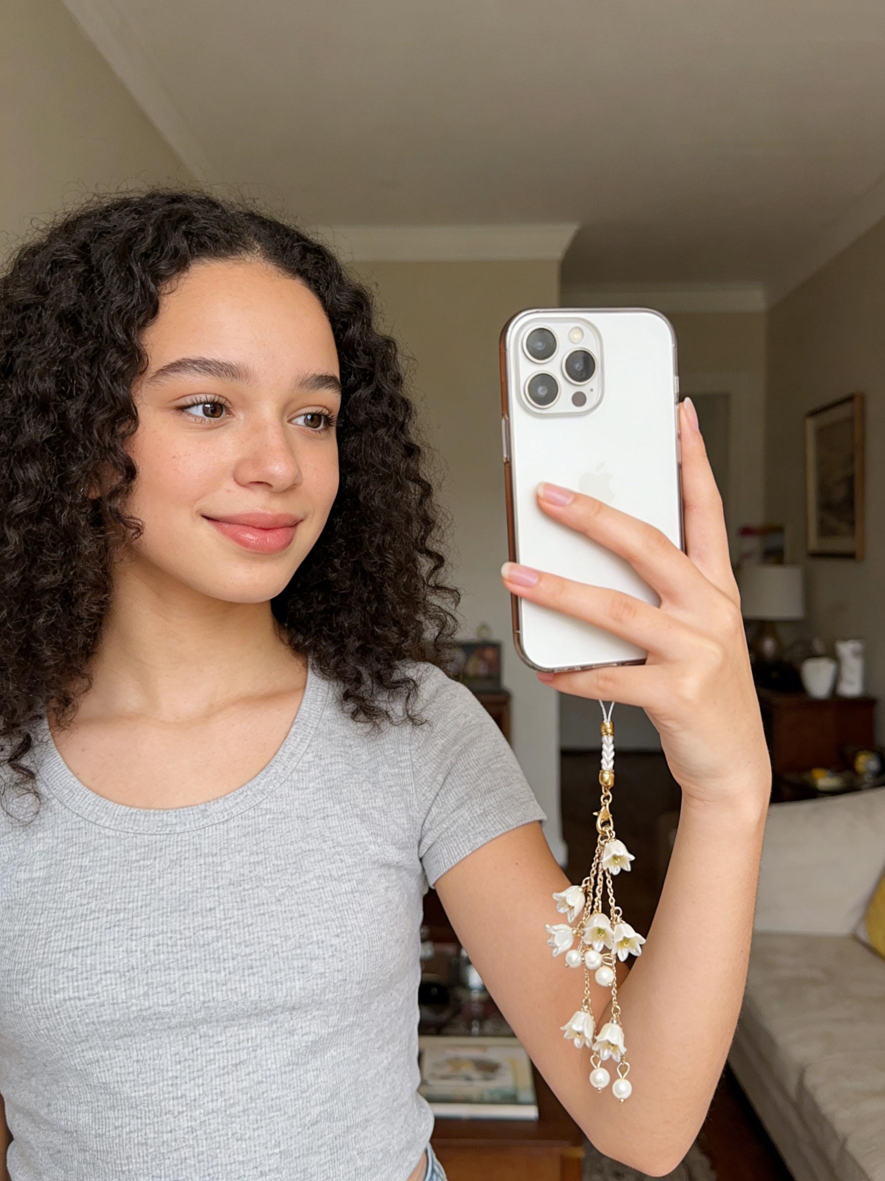 Lily Phone Strap, Elegant Floral Bag Charm, Fashionable Keychain for Cellphone Cases, Earphones, Camera Lanyard, Gift for Friends and Family