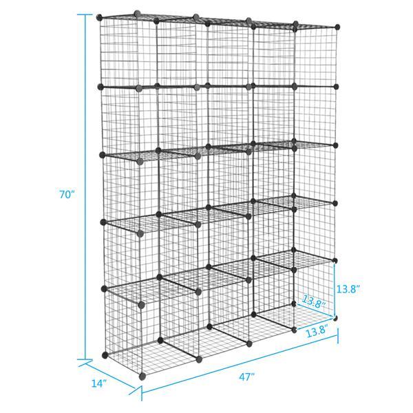 20-Cube Organizer Cube Storage Storage Shelves Wire Cube Storage Origami Shelves Metal Grid Multifunction Shelving Unit Modular Cubbies Organizer Bookcase Household Plastic