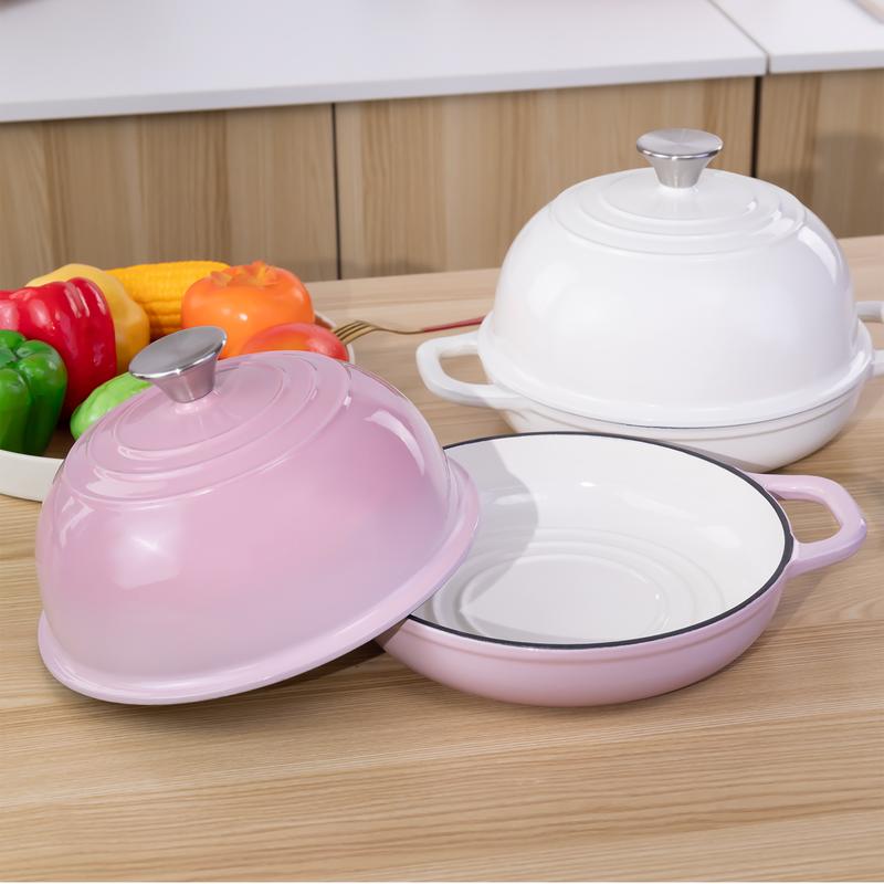 High quality enamel cast iron Dutch pot with lid enamel pot, non stick pot, bread oven set for baking sour bread, suitable for frying, baking, stir frying, stewing, etc., essential for homemade bread, ideal perfect gift, 5 quarts
