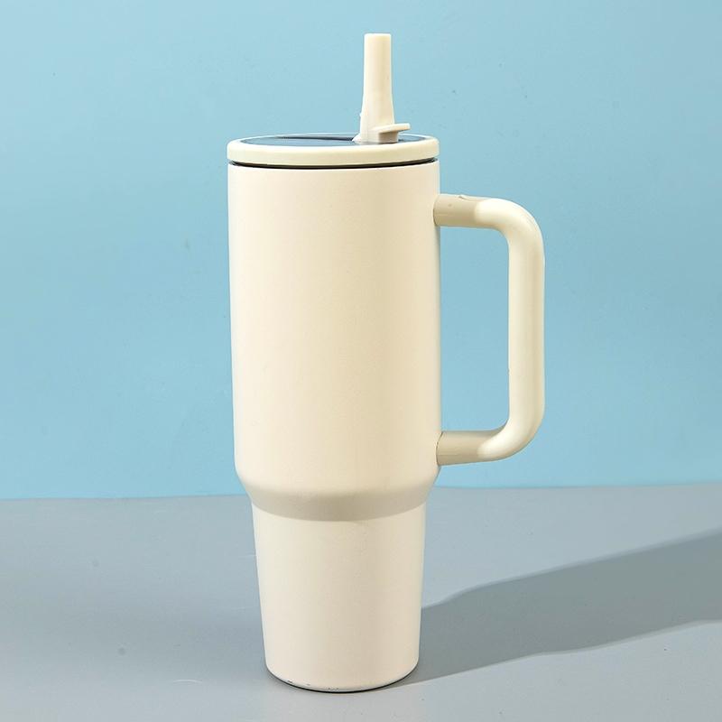 1pc 40oz Stainless Steel Insulated Tumbler with Handle, Leakproof Insulated Tumbler, Vacuum Mug with Lid and Straw, Double Wall Thermal Cup Keep Hot 12H/Cold 24H, Travel Coffee Tumbler for Car, Office, Gym, Great Gift for Women, Men, Friends