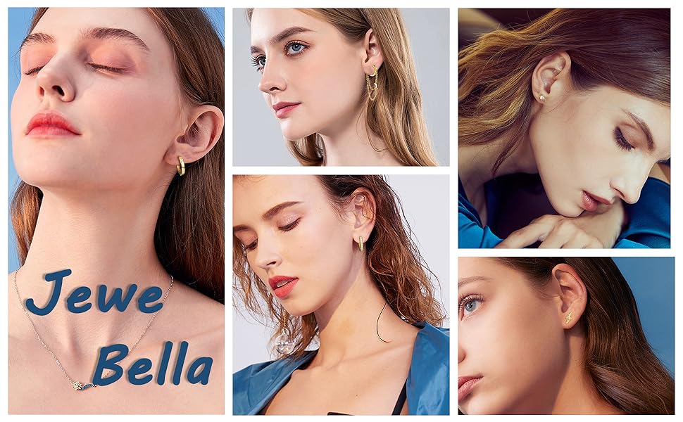 13 Pairs Small Earrings Set for Women, Surgical Steel Hoop Earrings, Hypoallergenic Cartilage Dangle Studs, Silver Color/