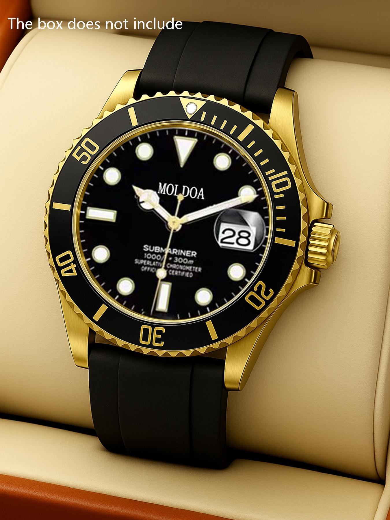A men's black silicone strap with a niche high-end feel, high-end Korean casual quartz watch, Analog Display, Quartz Movement, Black Silicone Band