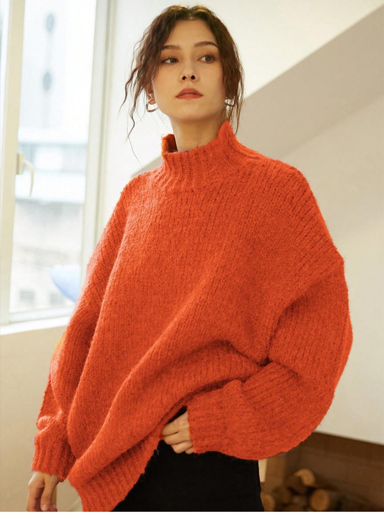 Women's Solid Drop Shoulder Knit Sweater, Casual Long Sleeve Jumper for Fall, Fashion Ladies' Knitwear for Daily Wear, Womenswear