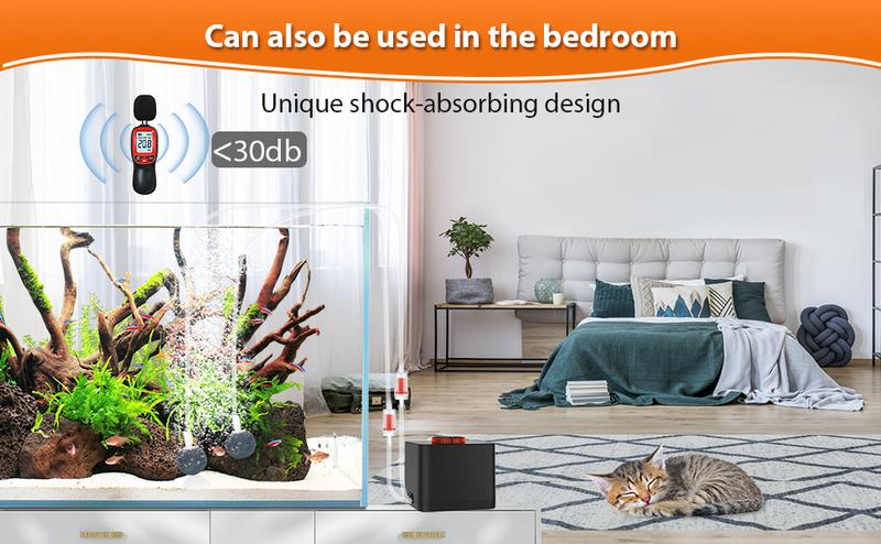 hygger Strong Aquarium Air Pump for Medium Large Fish Tank, Hydroponic Systerm, Household Commercial Use, 1 Outlet(OD-8mm), with Air Tubings, Multi-Head Control Valves