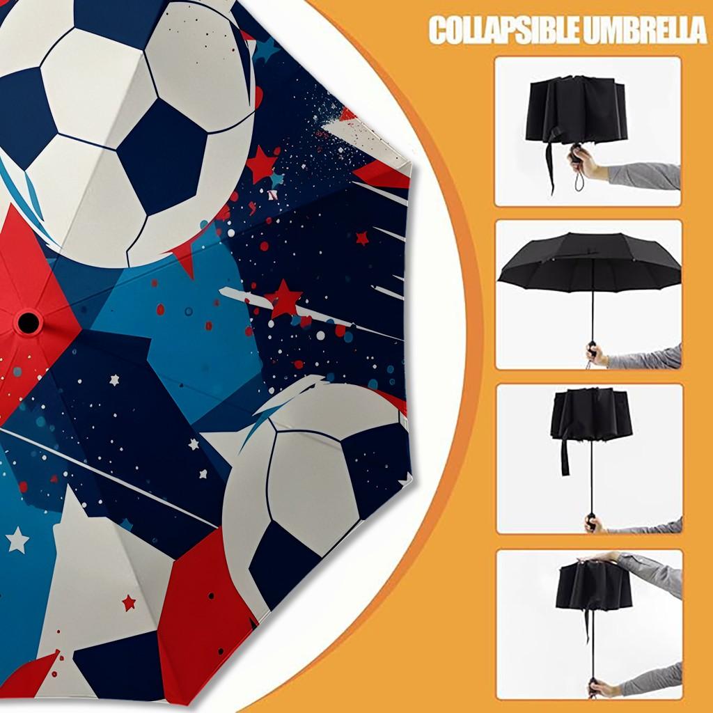 Football Field Pattern Umbrella, Automatic Folding, Sun Protection, Durable 8-Rib, Outdoor Use, Great Gift, World Cup Umbrella