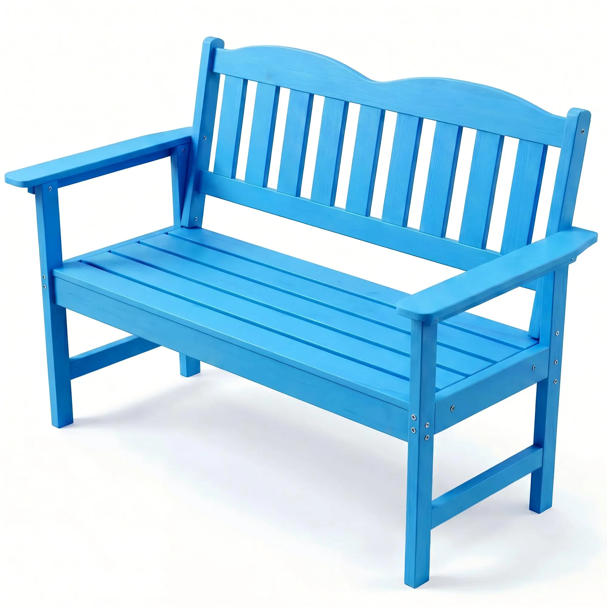 GARVEE 2-Person Outdoor Bench, 800Lbs Wood Bench with Comfortable Backrest-Blue