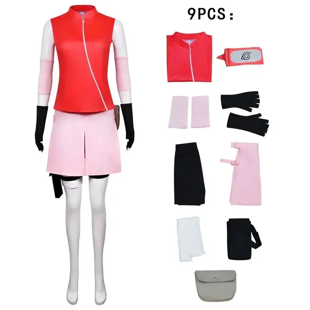 New Anime Haruno Sakura cosplay costume set Haruno Halloween women's costume anime Sakura set