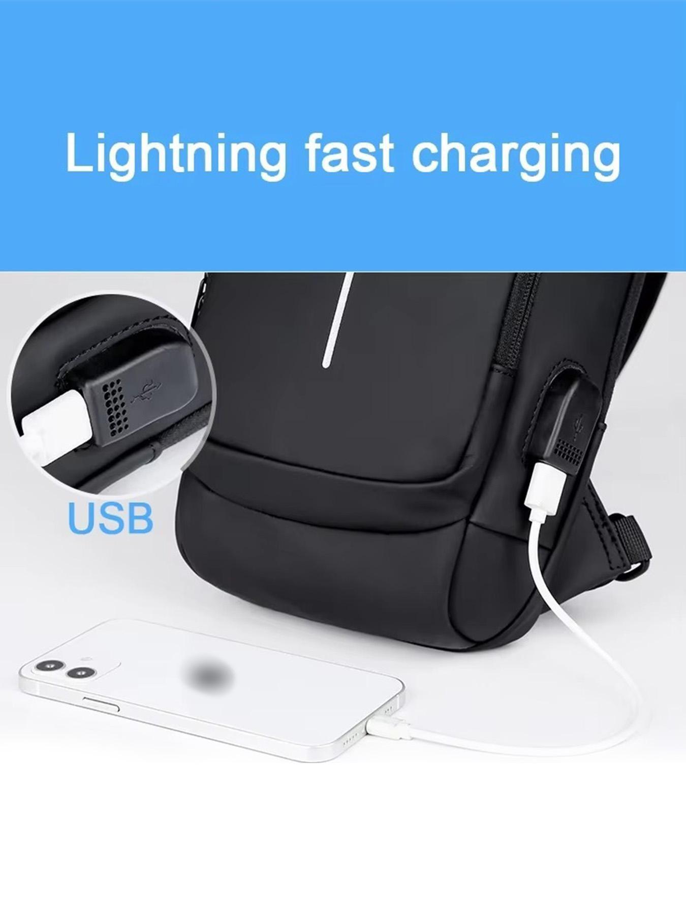 Fashion Motorcycle Bike Sling Bags Waterproof Chest Bags Shoulder Crossbody Bag with USB Charging Port Lock Anti Theft Moto Bag for Men Male,Gift,Daily Use