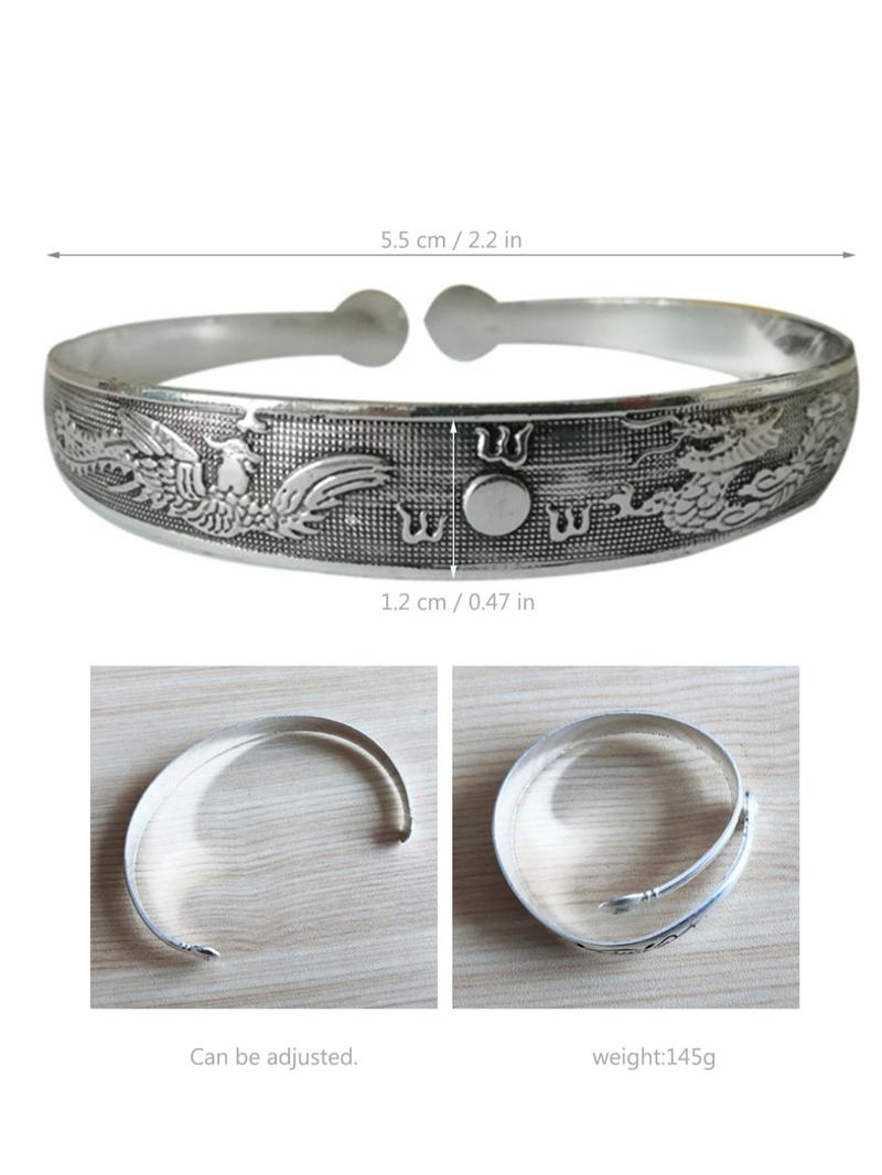 Vintage Chinese Style Cuff Bangle Bracelet, Boho Style Adjustable Engraving Bracelet for Women & Men, Fashion Accessories for Daily Wear, Bangles Bracelets