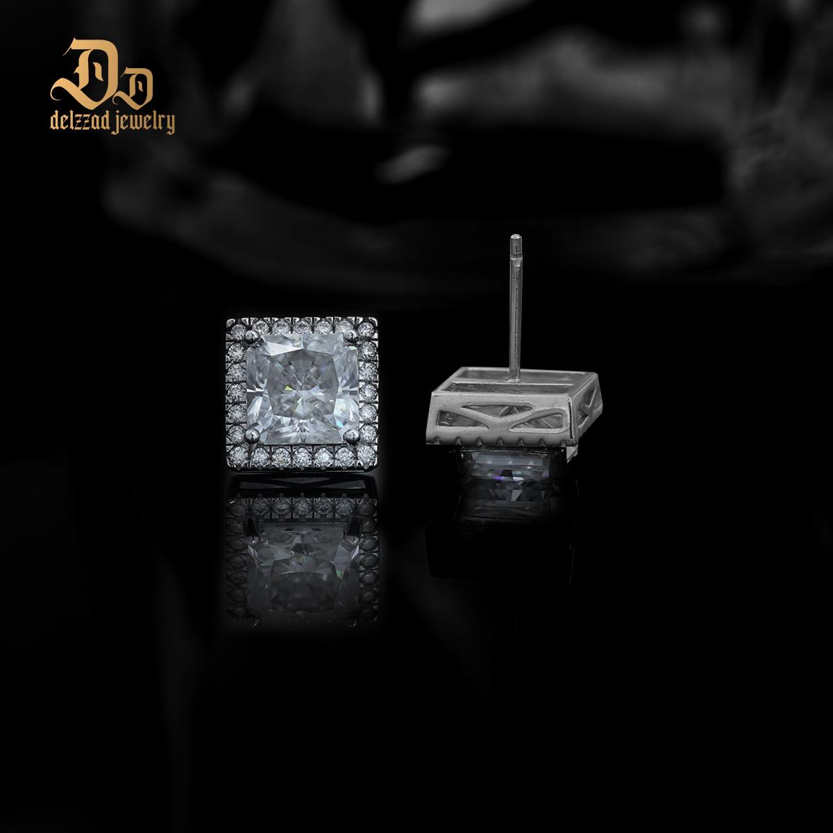 Delzzad 14K Gold-Plated Princess Halo Stud Earrings Lab-Created Moissanite Stud Earring S925 Sterling Silver Moissanite Jewelry Perfect Christmas Gift for Men Women Delzzad 14K Gold-Plated Princess Halo Stud Earrings Lab-Created Moissanite Stud Earring S925 Sterling Silver Moissanite Jewelry Perfect Christmas Gift for Men Women