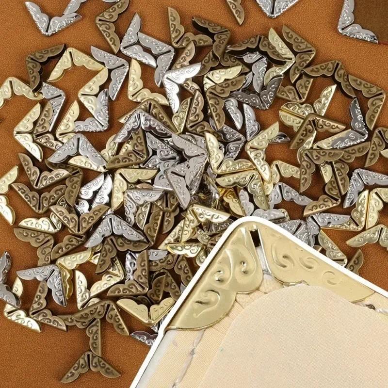 200PCS Metal Book Corner Scrapbook Photo Album Corner Protectors DIY Menu Vintage Corners Card File Folder Craft Supply Decor