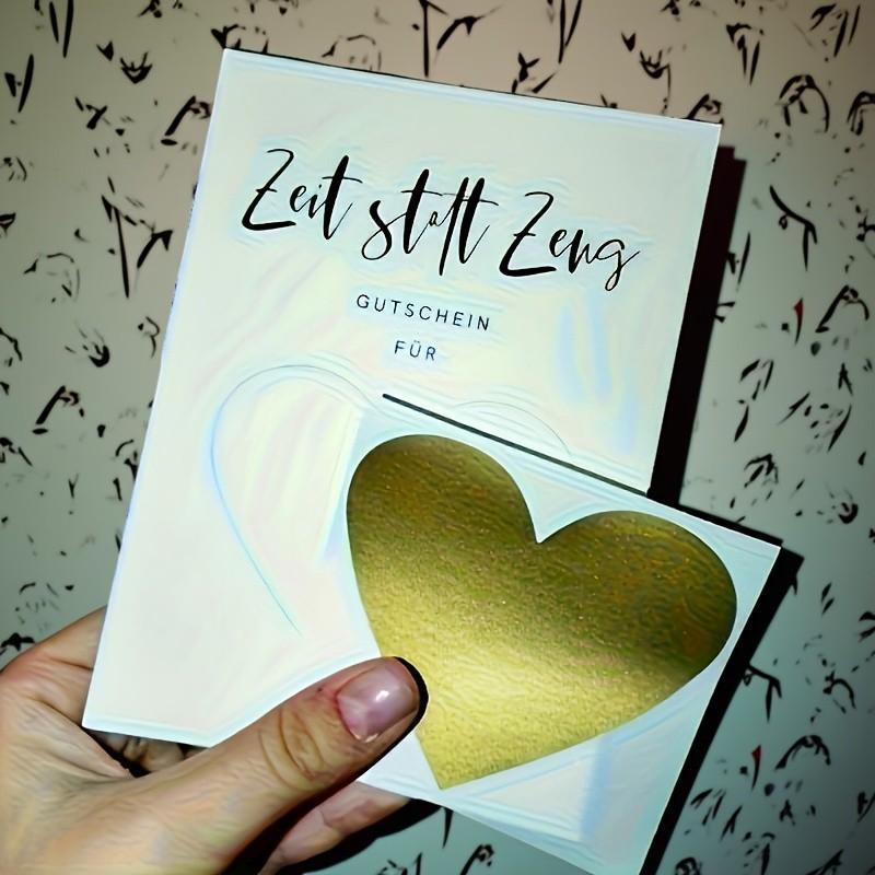 4 Heart-Shaped DIY Time Coupons, Minimalist German Gift Cards, Interactive Love Exchange Cards, Surprise for Anniversaries or Birthdays