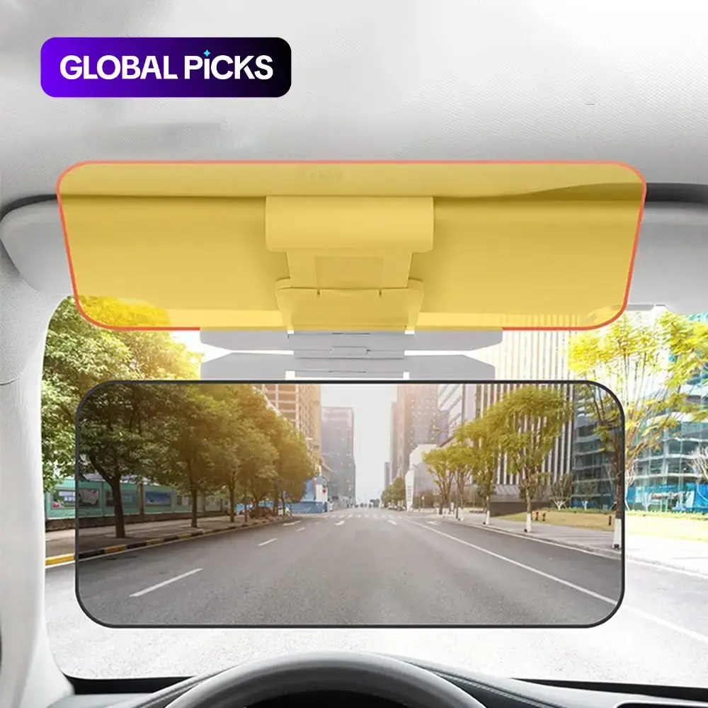 1PC Dual-Purpose Day and Night Car Sun Visor, 2-in-1 Anti-Glare Car Goggles, Suitable for Day and Night Use—Anti-Glare Polarized Windshield Sunshade with UV Protection, Made of Durable PVC Material, Easy Clip-On Installation, Car Sunshades