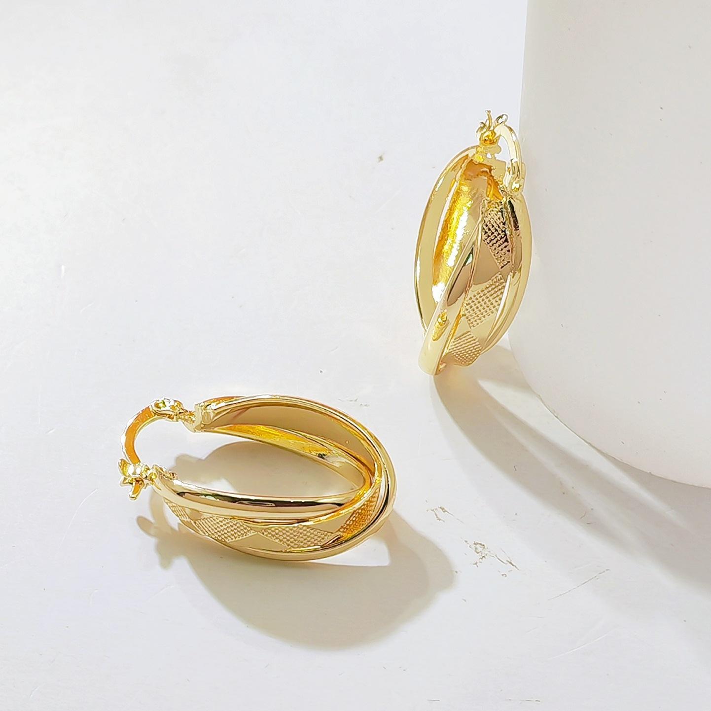Gold Plated Chunky Hoop Earrings, Textured Geometric Diamond Cut Huggie Ear Studs, Statement Fine Jewelry, Anniversary Gift for Women & Teen Girls