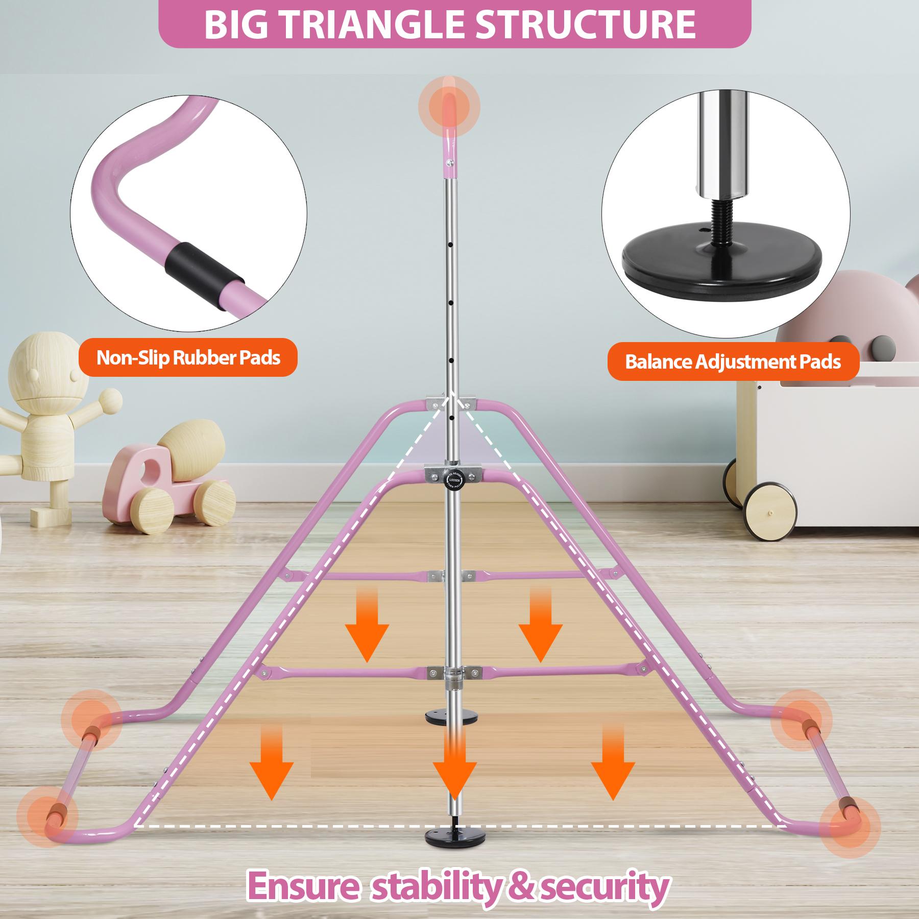 ZENY Kids Expandable Gymnastics Kip Bar 5 Height Adjustable Steel Junior Training Bar Home Pink 17.5lbs ZENY Kids Expandable Gymnastics Kip Bar 5 Height Adjustable Steel Junior Training Bar Home Pink 17.5lbs