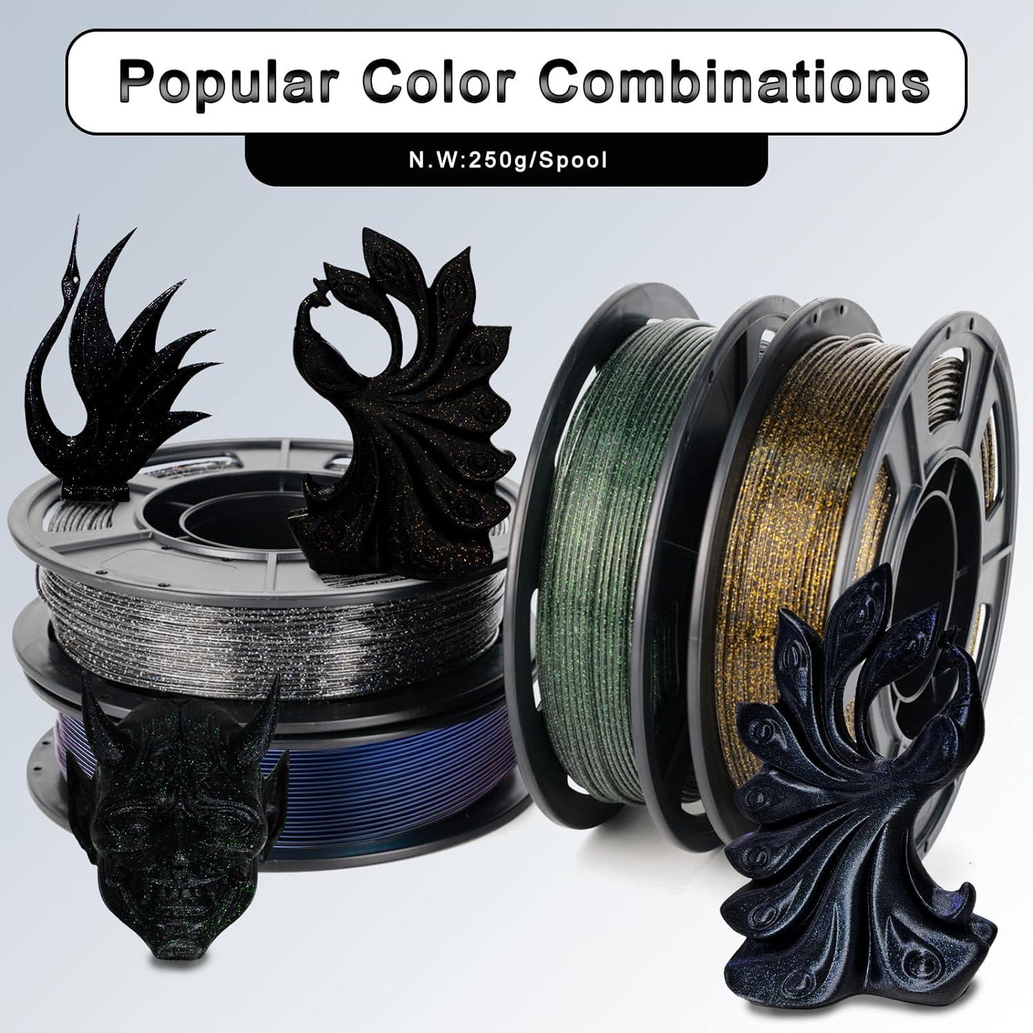 High Precision Pla Filament Bundle, Multicolor 3D Printing Thread, 250g X 4 Rolls, Create Colorful Models, ±0.02mm Accuracy