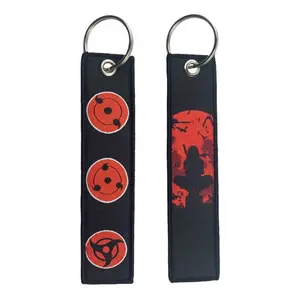 NARUTO Cartoon Keychain for Motorcycle Manga Anime Key Chain Cars Key Tag Embroidery Key Sasuke Kakashi Madara Gifts