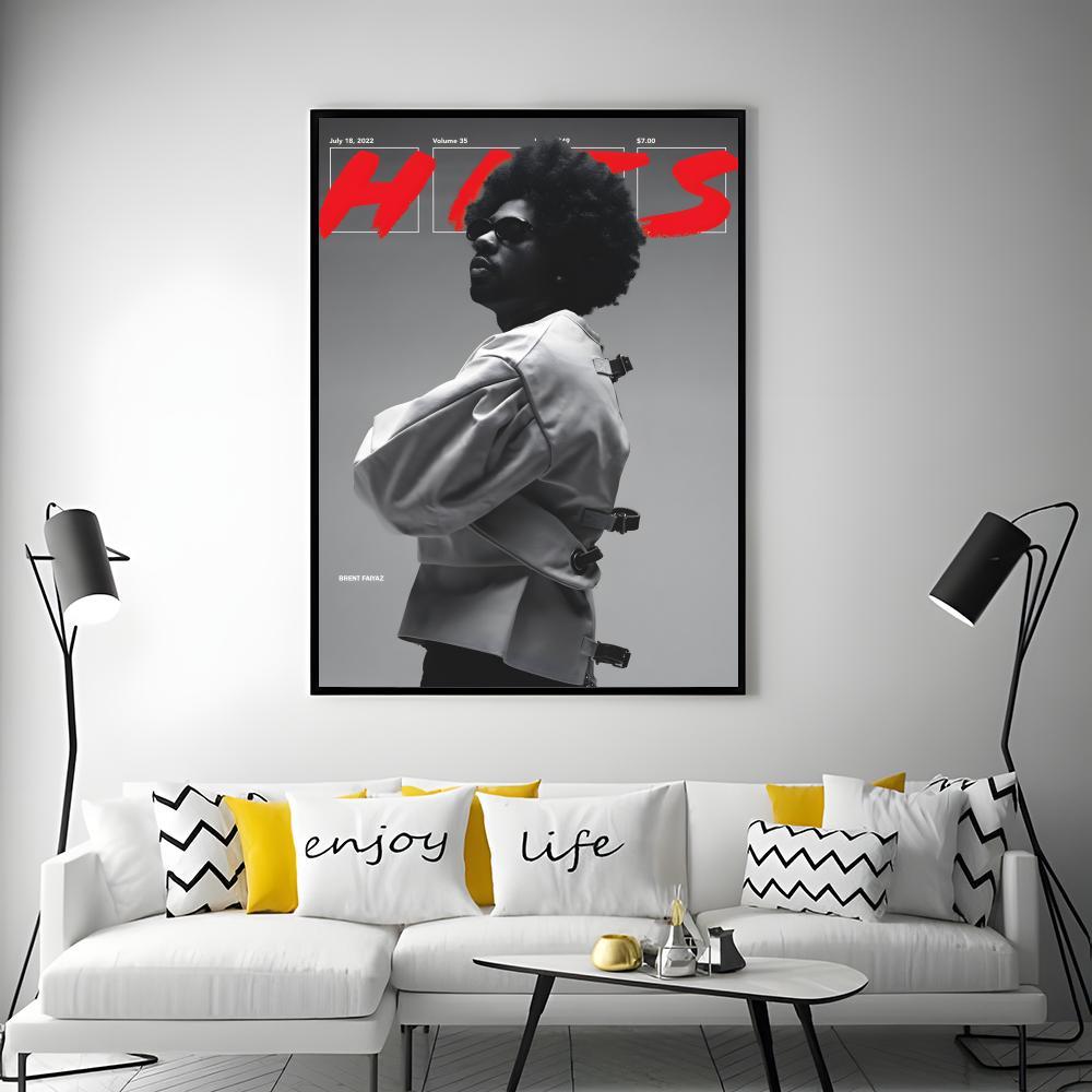 music artist Brent Faiyaz Poster HD Heavy-Duty Self-Adhesive Waterproof Wall Decor – Tool-Free Install, Durable & Reusable Conceals Wall Flaws | Elevates Home Style | Ideal for Living Rooms, Bathrooms & Kitchens