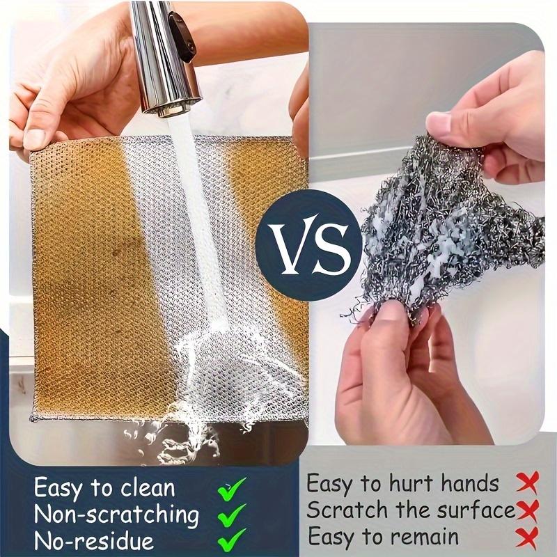 50 Pieces Modern Stainless Steel Kitchen Scrubbers - Scratch-Resistant, Reusable Knitted Cloths for Wet & Dry Dish, Pot and Pan Cleaning - Anti-Pilling Home Care Sponges & Scouring Pads