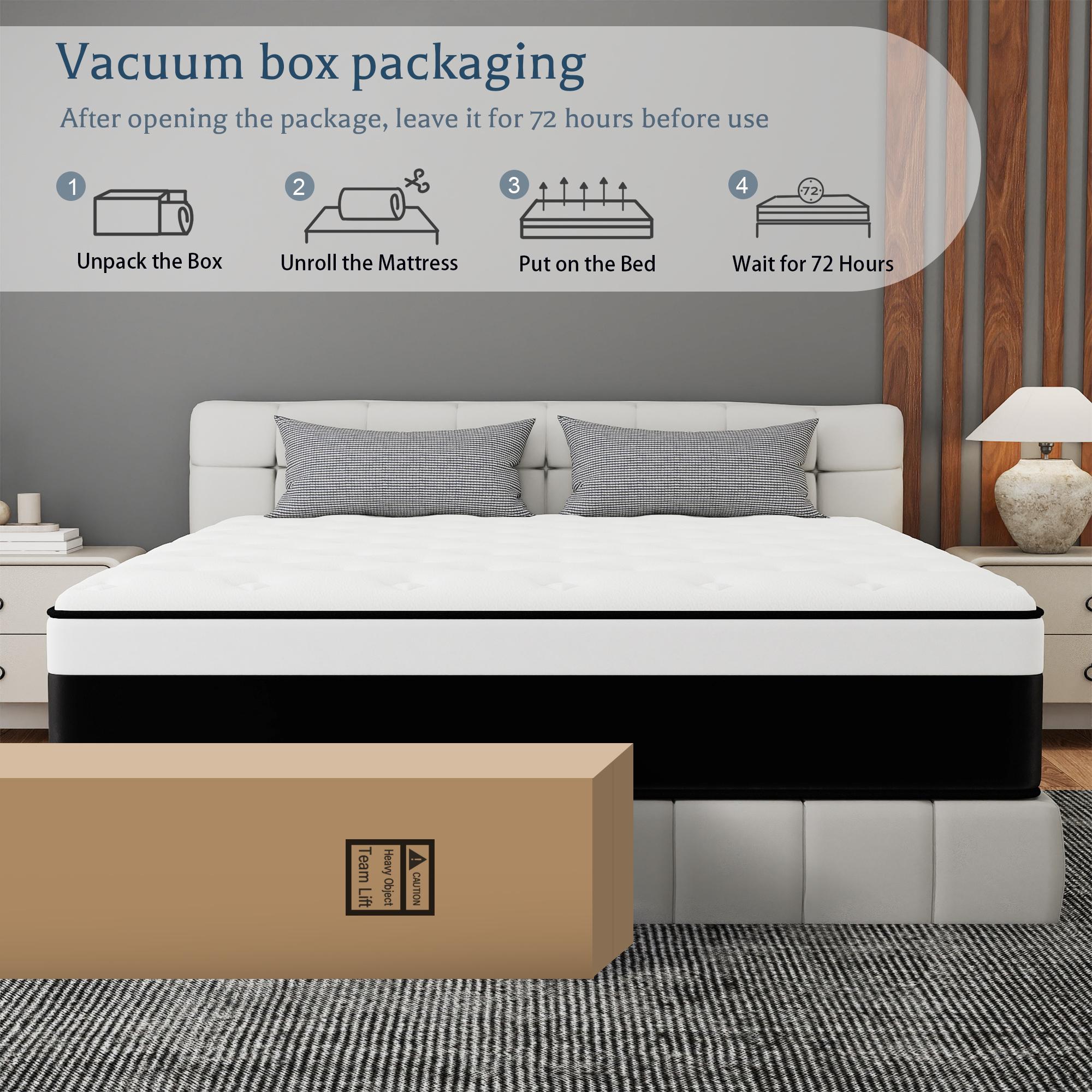 KORLOVY 12/14 Inch Twin, Full, King, Queen Size Mattress Memory Foam Hybrid Pocket Spring Medium Firm Comfy Skin-Friendly Mattresses Bed in A Box For Home Bedroom Hotels, Boxed Gift Furniture Ergonomic