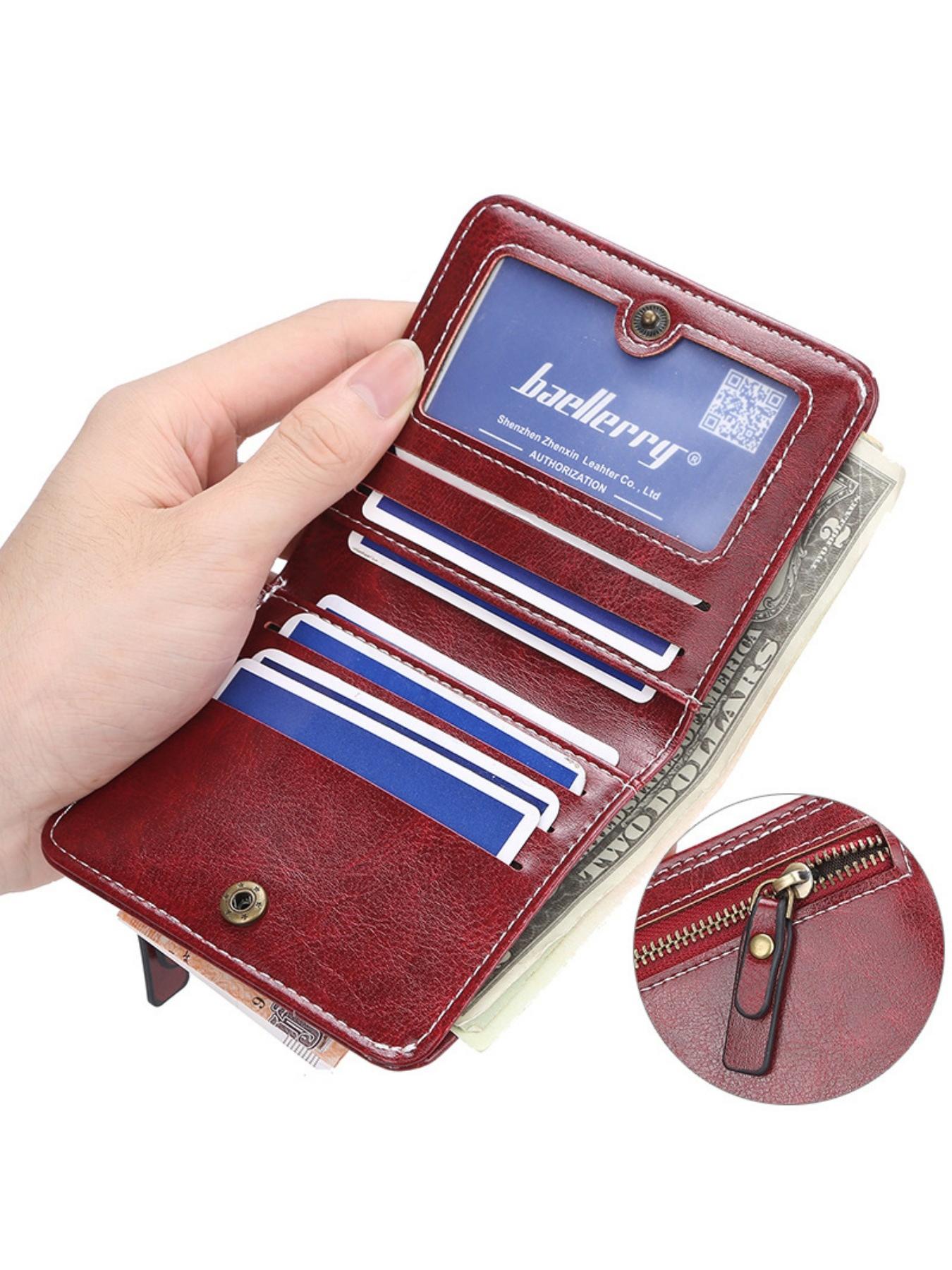 Women's Short Vertical Wallet, Vintage Fashion Style, Multiple Card Slots with Zipper Coin Pocket, Casual Daily Use Commuter Purse