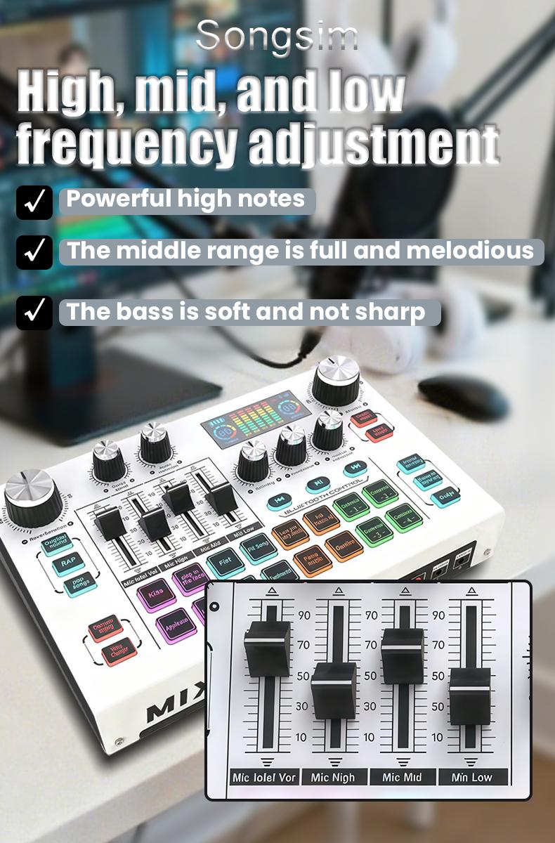 X7 Professional Streaming Sound Card, Mixer Sound Card, Full Metal Body, 48v Phantom Power, Clear No Noise, High-Quality Audio Recording & Output