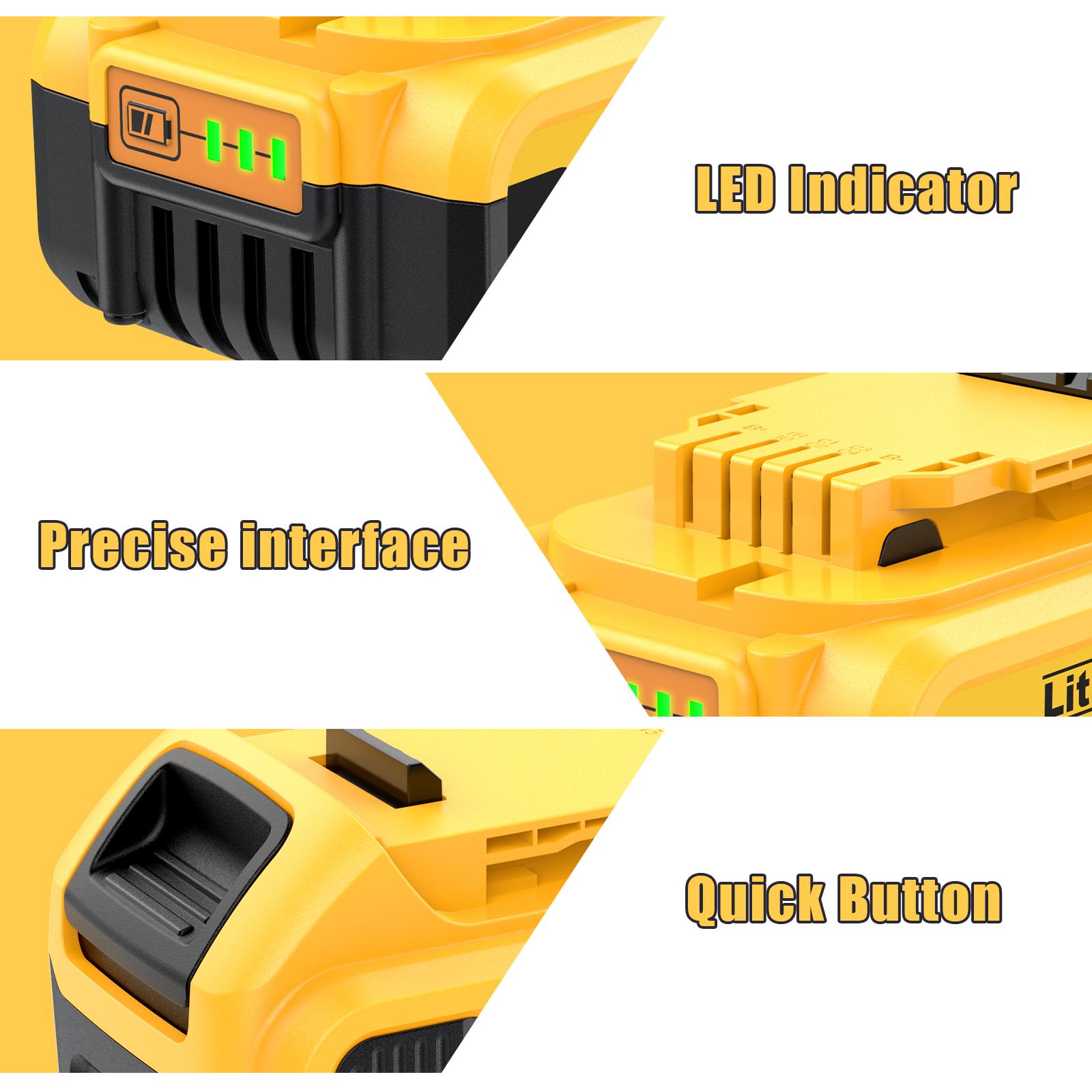 2Pack 8.0Ah Replacement for Dewalt 20V Lithium Battery with 20 Volt Dual Port Battery Charger DCB200 DCB201 DCB204 DCB206 DCB207 DCD/DCF/DCG XR Series Power Tools 2Pack 8.0Ah Replacement for Dewalt 20V Lithium Battery with 20 Volt Dual Port Battery Charger DCB200 DCB201 DCB204 DCB206 DCB207 DCD/DCF/DCG XR Series Power Tools