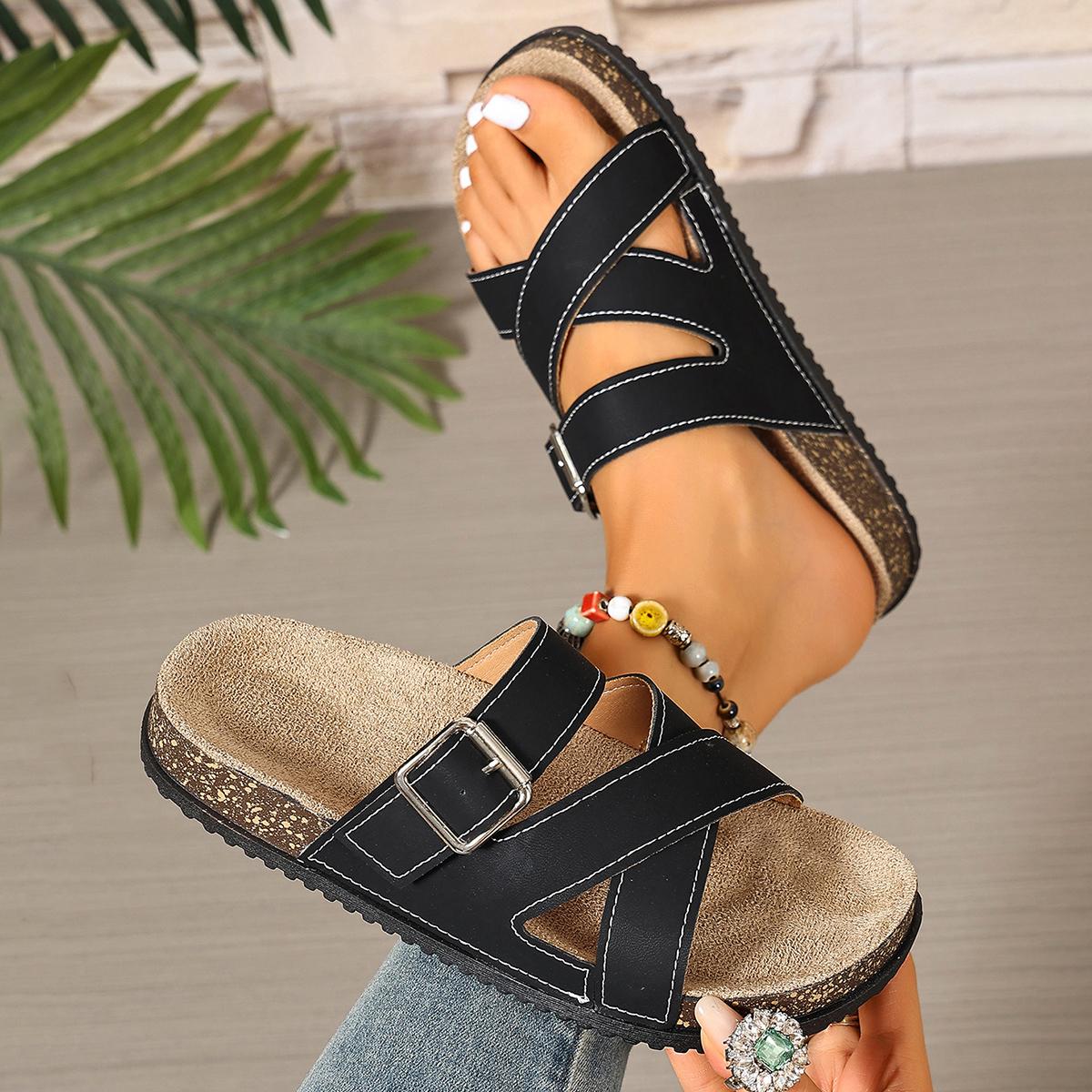 2026Casual printed Women sandals with velcro, Casual Summer Footwear, are versatile and cozy, perfect for going out in summer.
