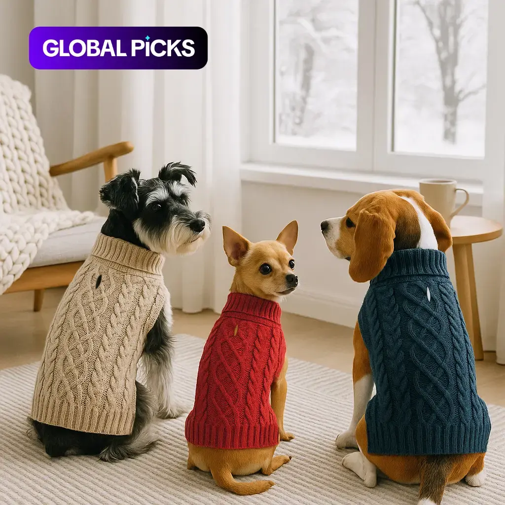 Classic Cable Knit Turtleneck Dog Sweater, Husky Clothes, Puppy Sweater, Winter Warm Pet Clothes for Small to Medium Dogs & Cats, Soft and Comfortable Pet Clothing #GLOBAL PICKS