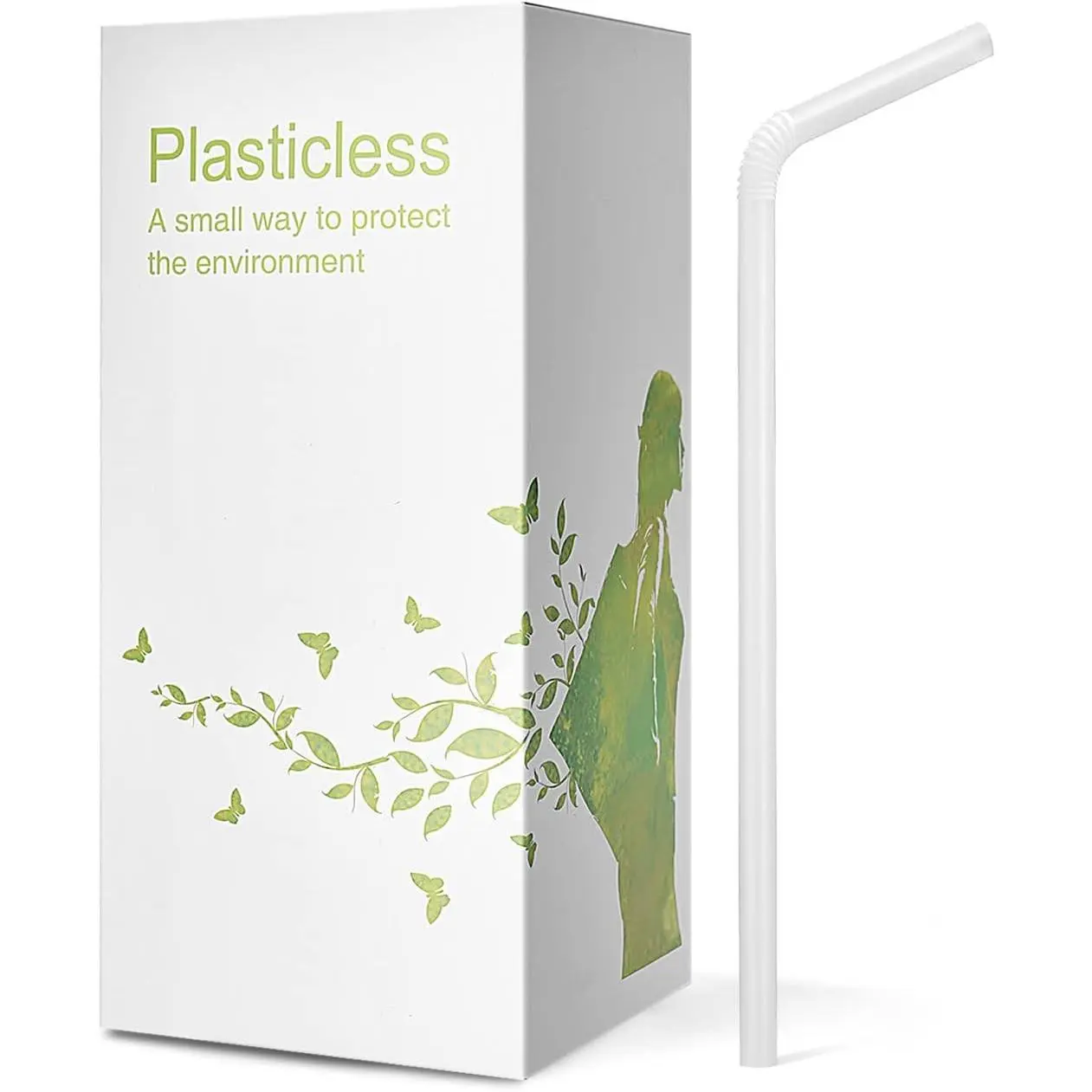 200 Count Eco-Friendly Bendable Compostable PLA Straws | 8.25" Plasticless Biodegradable Flexible Drinking StrawsGift