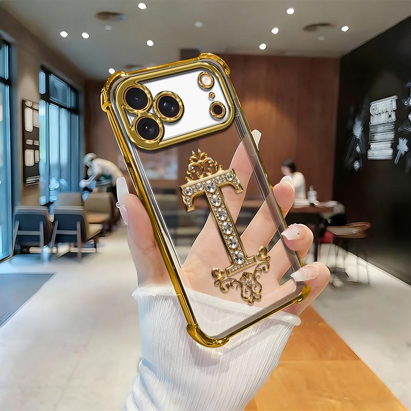Suitable for [iPhone 17 Pro Max] high-end phone case🥰，Features a premium-look printed design—not actual 3D diamond studs，Choose from any of the 26 letters. YM99