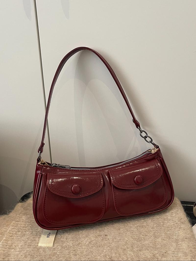 Women's Leopard Print Shoulder Bag, Vintage Dual Pocket Handbag with Zipper Closure, Fashionable and Versatile, Fashionable Patterned Bag, Perfect for Daily Use