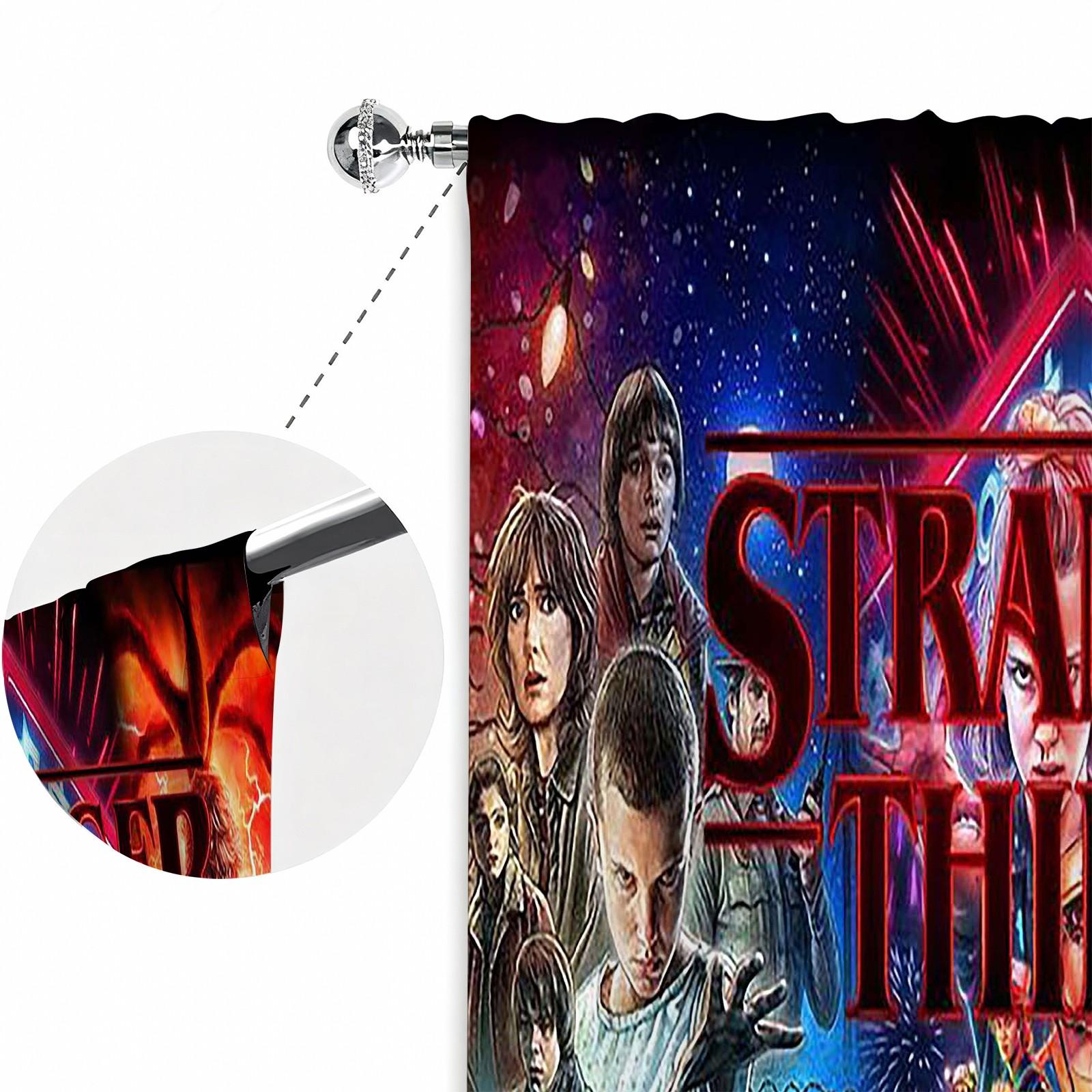 2pc Stranger Things Sci-Fi Curtain Set, Retro 80s Style Light Blocking Window Curtain Drapes, High-Quality Print, Easy Wash, Ideal for Bedroom & Gaming Room