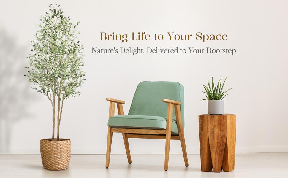 Artificial Olive Tree Silk Plant with Mistletoe – Indoor Faux Tree, Lifelike Fruits, Modern Home & Office Decor